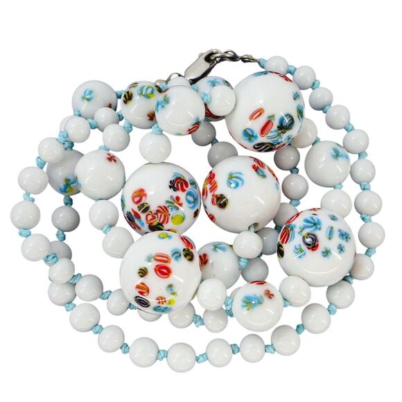 Vintage Statement Japanese Tombo Bead Necklace Up To 13 MM Restrung Handknotted - Picture 3 of 9